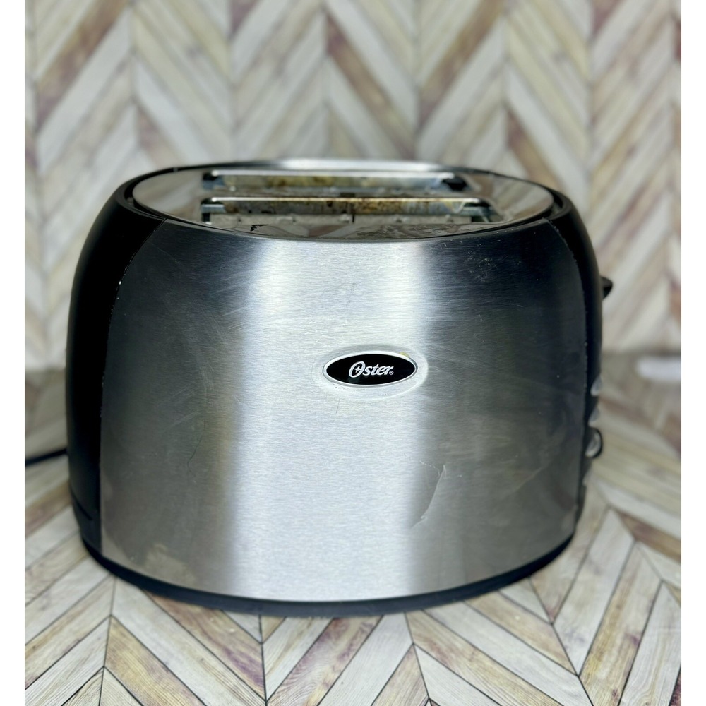 Oster Toaster 2-Slice Silver Black Stainless Steel Wide Slot Bagel Settings